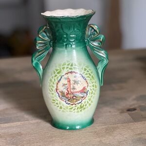 Vintage Czech green decorative  vase